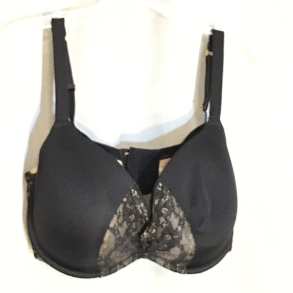Cacique Black Underwire Quarterly Lace Plunge Bra